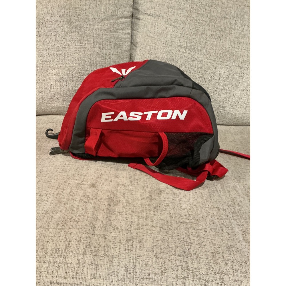 Easton Baseball Softball Equipment Backpack Red Grey Sports Gear Bag Hook